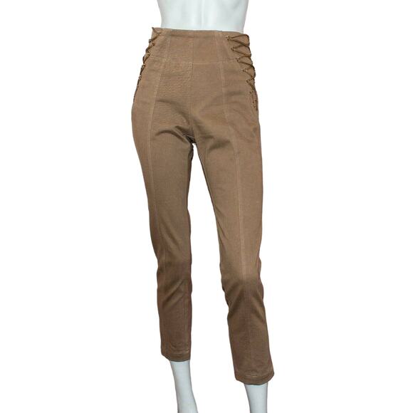 Michelle Mason Corset Pants Laced sides Khaki Women's 26w - Picture 3 of 10